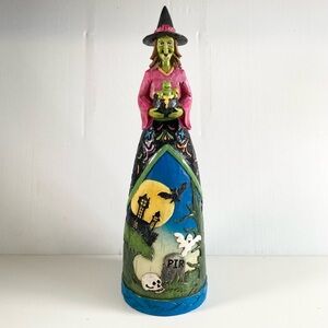 Halloween Witch Holding Frog Figure Halloween Decor
